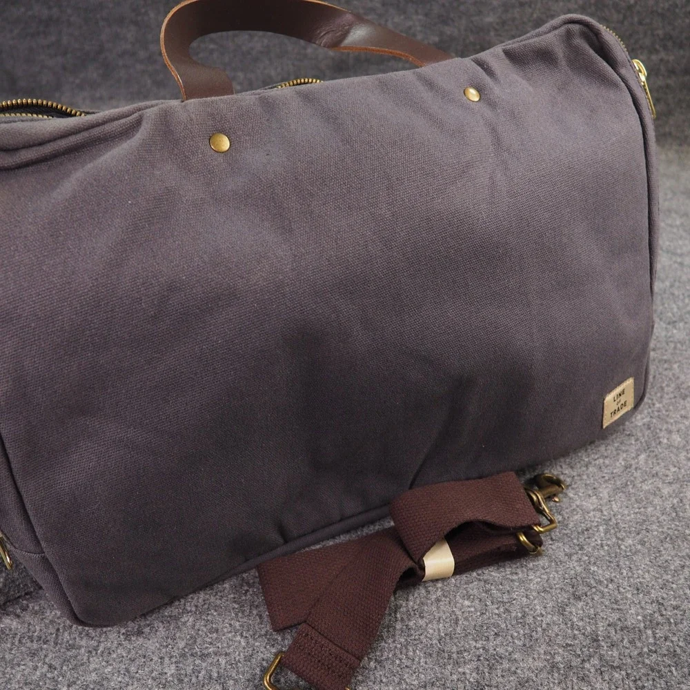 Line of Trade Canvas Briefcase Messenger Bag Gray Laptop Work Travel